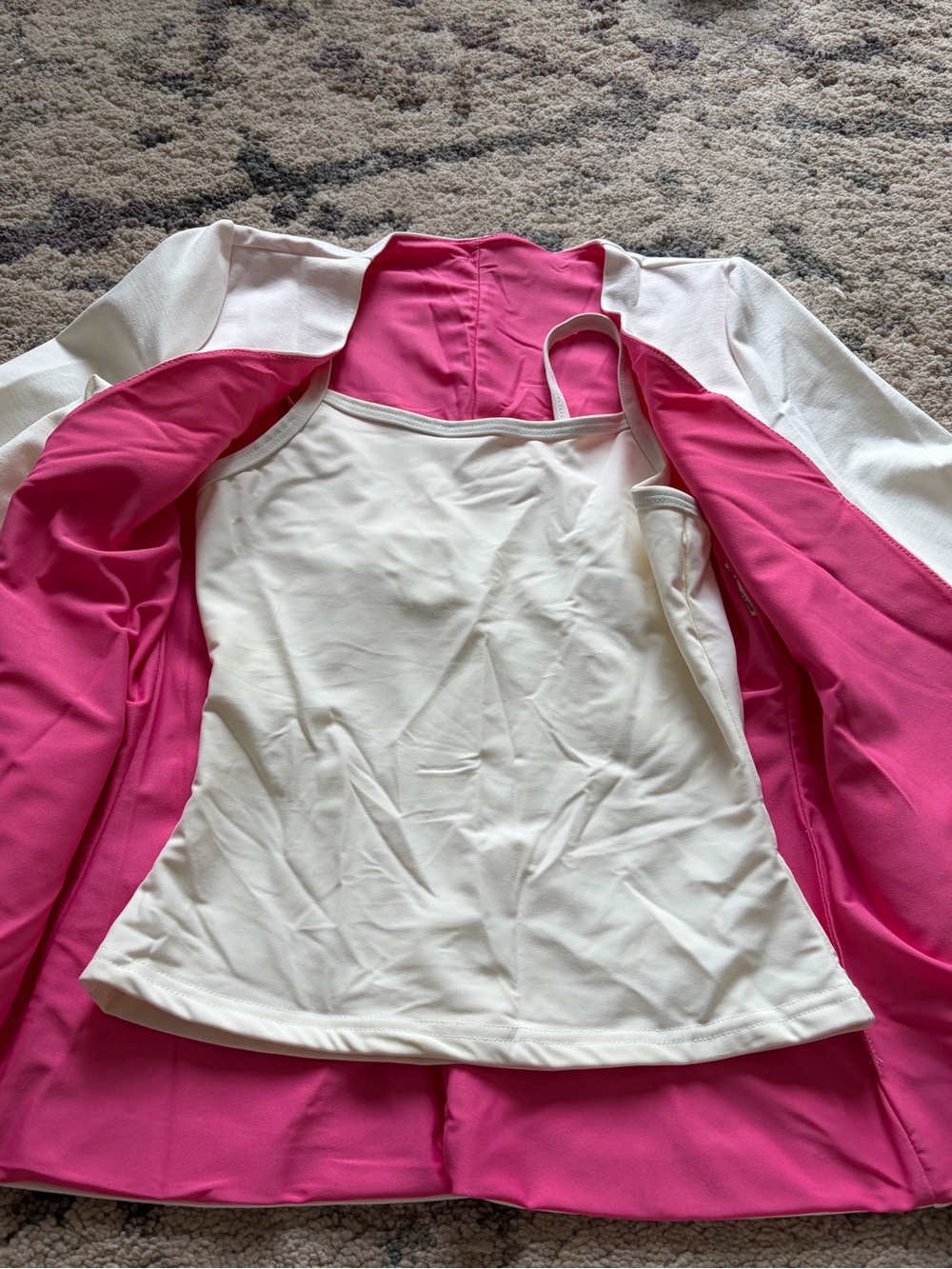 Custom On The Dance Floor Boutique Pink and White Suit Blazer Dance Costume - Picture 8 of 10
